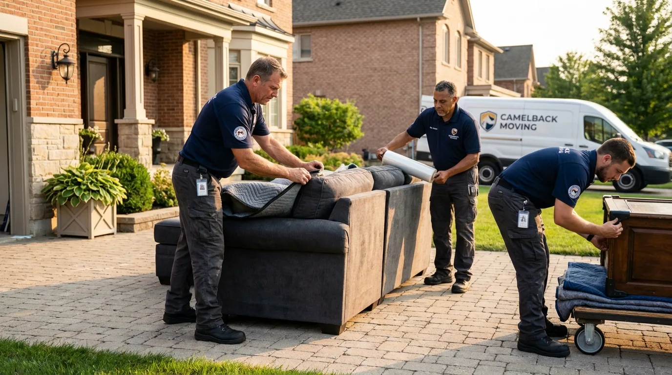 Large estate moving crew wrapping furniture in East Palestine, OH