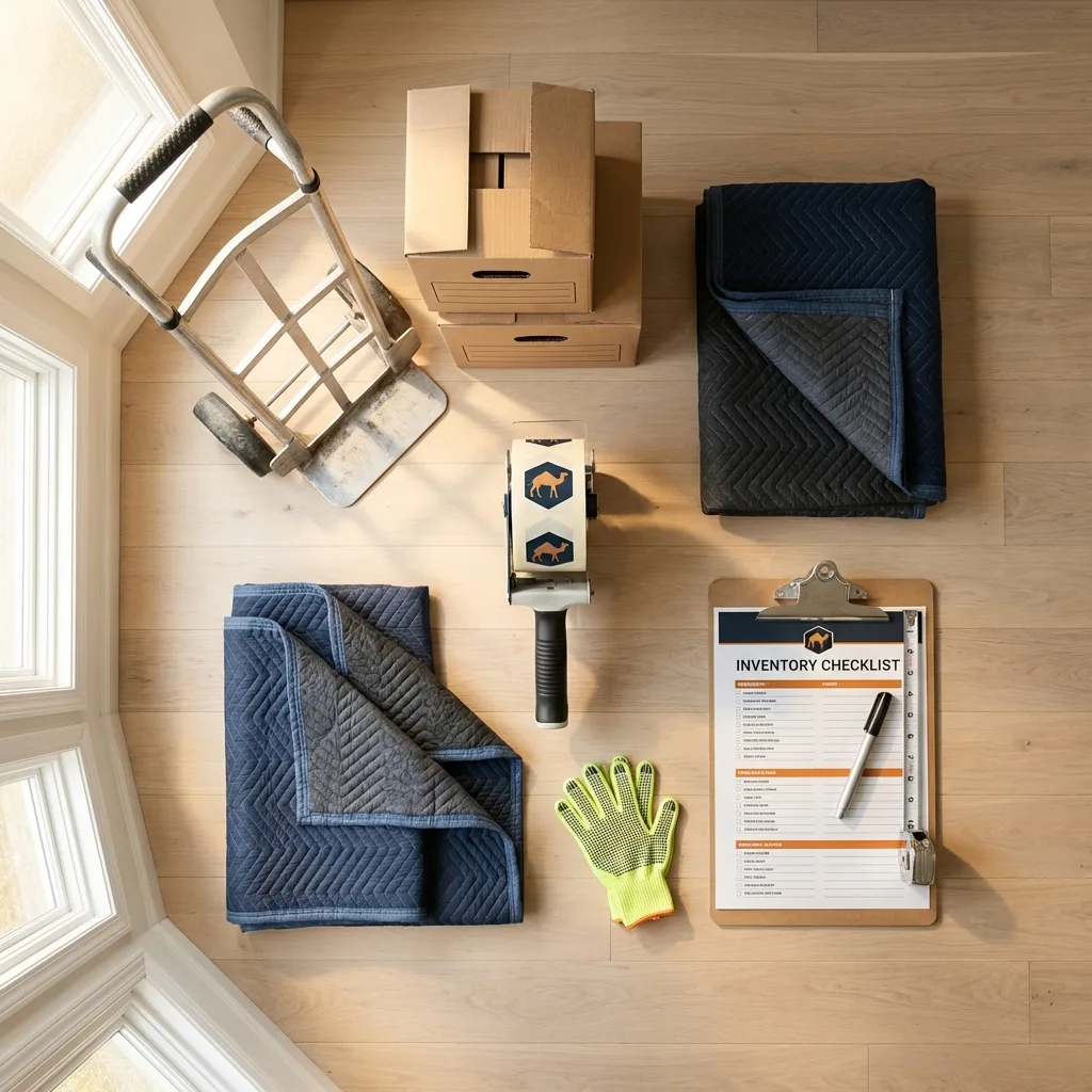 Professional moving supplies and packing materials layout for East Palestine residential relocations